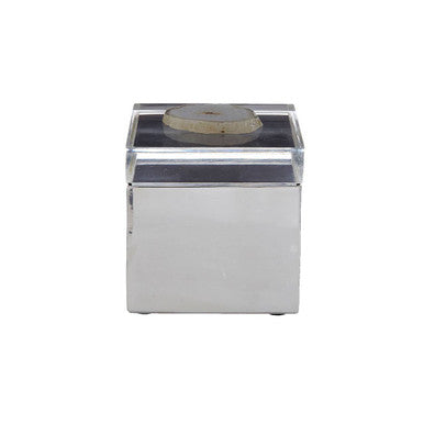 Orsina Bowerbird White Agate Trinket Box – Silver & Acrylic Jewelry Case