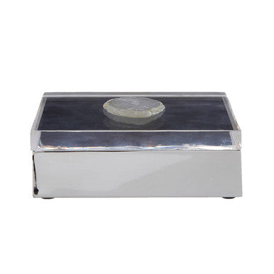 Orsina Bowerbird White Agate Large Trinket Box | Silver & Acrylic