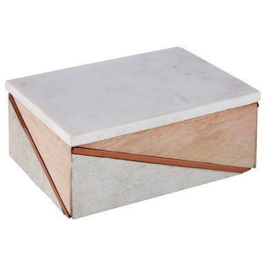 Orsina Cowhide & Marble Large Trinket Box – Mango Wood Storage