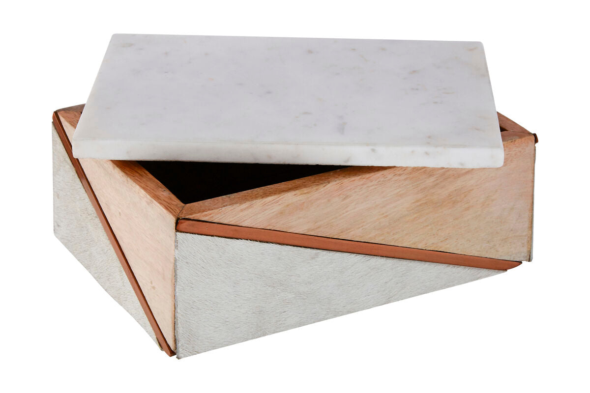 Orsina Cowhide & Marble Large Trinket Box – Mango Wood Storage