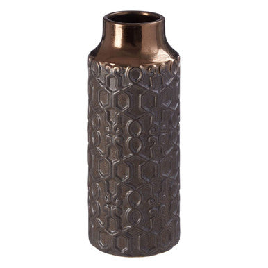 Orsina Zircon Small Ceramic Vase – Modern Gold and Grey Geometric Decor