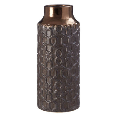 Orsina Zircon Small Ceramic Vase – Modern Gold and Grey Geometric Decor