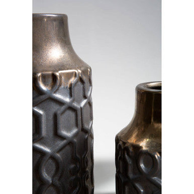 Orsina Zircon Small Ceramic Vase – Modern Gold and Grey Geometric Decor