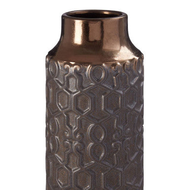 Orsina Zircon Small Ceramic Vase – Modern Gold and Grey Geometric Decor