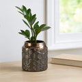 Orsina Zircon Small Ceramic Planter – Gold and Grey Geometric Pot