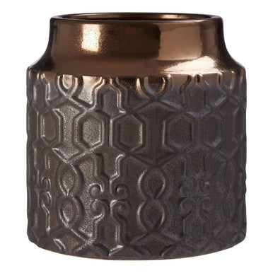 Orsina Zircon Large Grey Ceramic Planter – Textured Indoor Plant Pot