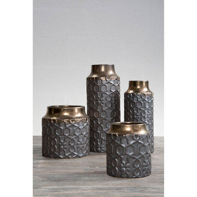 Orsina Zircon Large Grey Ceramic Planter – Textured Indoor Plant Pot