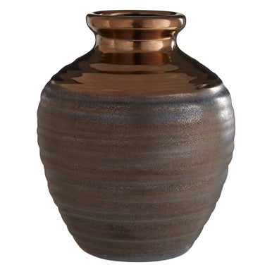 Orsina Zamak Small Ceramic Vase – Handcrafted Gold and Grey Decor