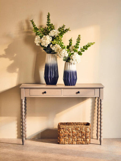Orsina Azul Large Ombre Ceramic Vase – Blue Coastal Handcrafted Decor
