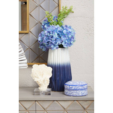 Orsina Azul Small Ombre Ceramic Vase – Blue and White Coastal Decor