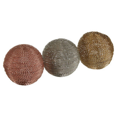 Orsina Hege Decorative Balls – Set of 3 Metallic Mixed Tones Spheres