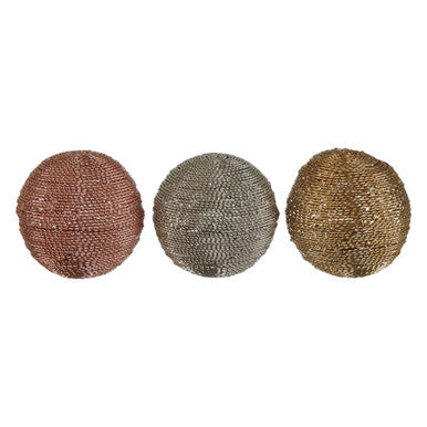 Orsina Hege Decorative Balls – Set of 3 Metallic Mixed Tones Spheres