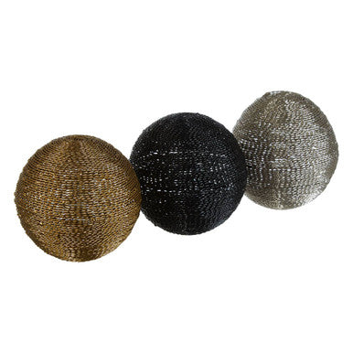 Orsina Hege Large Decorative Balls – Set of 3 Black, Gold & Silver