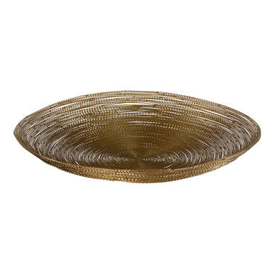 Orsina Hege Brass Decorative Plate – Handcrafted Gold Twisted Wire Tray