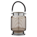 Orsina Raya Small Nickel Stripe Lantern – Modern Glass Candle Holder