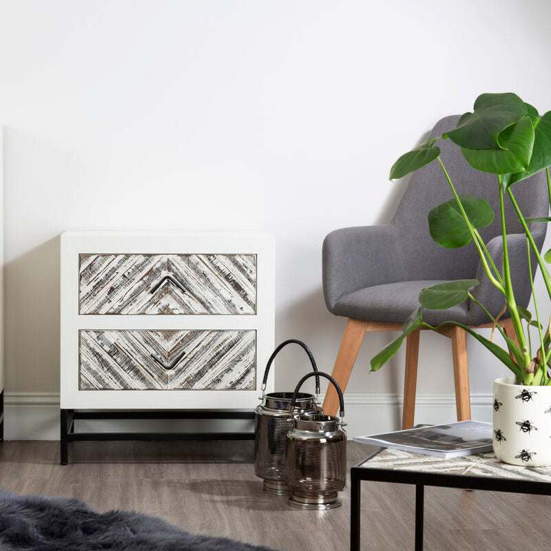 Orsina Raya Large Nickel Stripe Lantern – Modern Glass Candle Holder