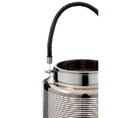 Orsina Raya Small Nickel Stripe Lantern – Modern Glass Candle Holder