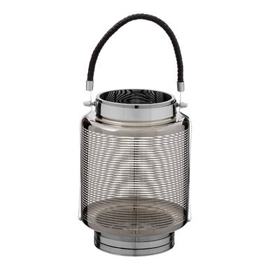 Orsina Raya Large Nickel Stripe Lantern – Modern Glass Candle Holder