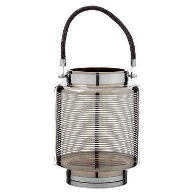 Orsina Raya Large Nickel Stripe Lantern – Modern Glass Candle Holder