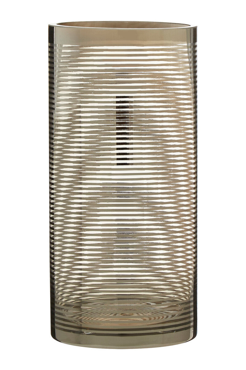 Orsina Raya Small Cylinder Glass Vase – Linear Patterned Table Decor