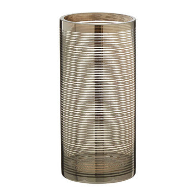 Orsina Raya Small Cylinder Glass Vase – Linear Patterned Table Decor