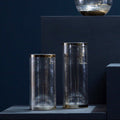 Orsina Raya Small Cylinder Glass Vase – Linear Patterned Table Decor