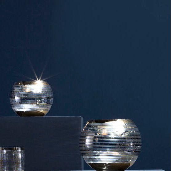 Orsina Raya Small Rounded Glass Vase – Modern Striped Floral Accent