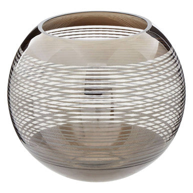 Orsina Raya Large Rounded Glass Vase – Striped Modern Table Centerpiece