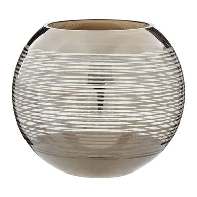 Orsina Raya Large Rounded Glass Vase – Striped Modern Table Centerpiece