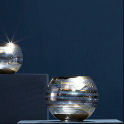 Orsina Raya Large Rounded Glass Vase – Striped Modern Table Centerpiece