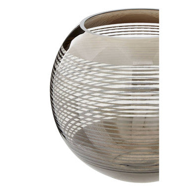 Orsina Raya Large Rounded Glass Vase – Striped Modern Table Centerpiece