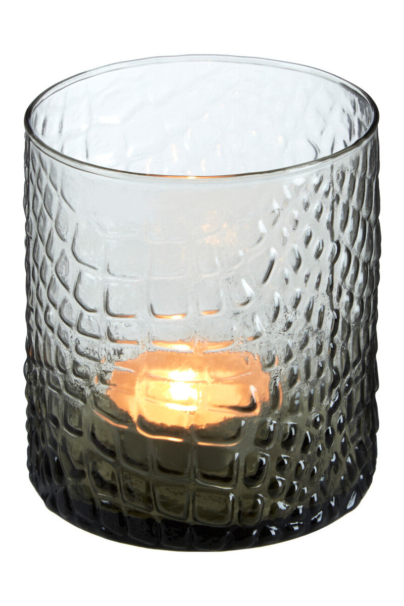Orsina Daintree Smoked Glass Tealight Holder – Grey Gradient Finish