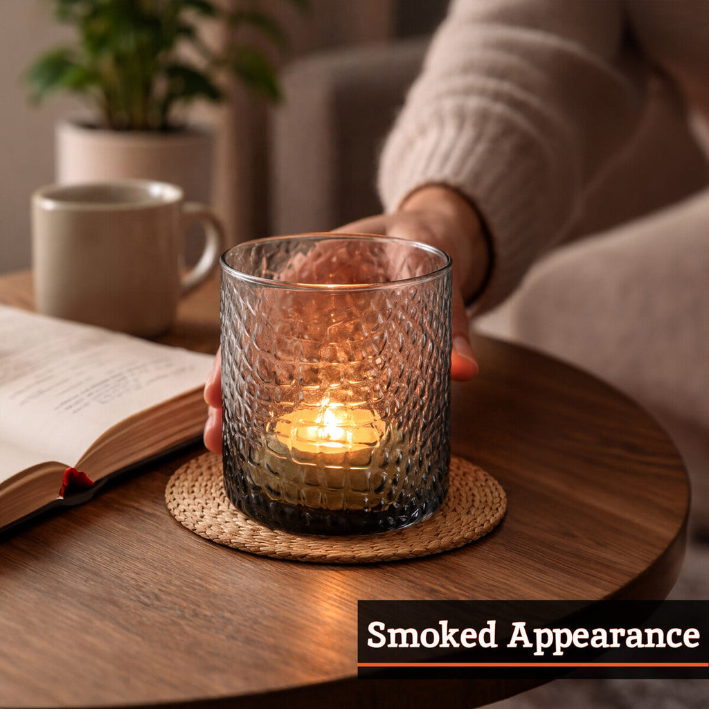 Orsina Daintree Smoked Glass Tealight Holder – Grey Gradient Finish