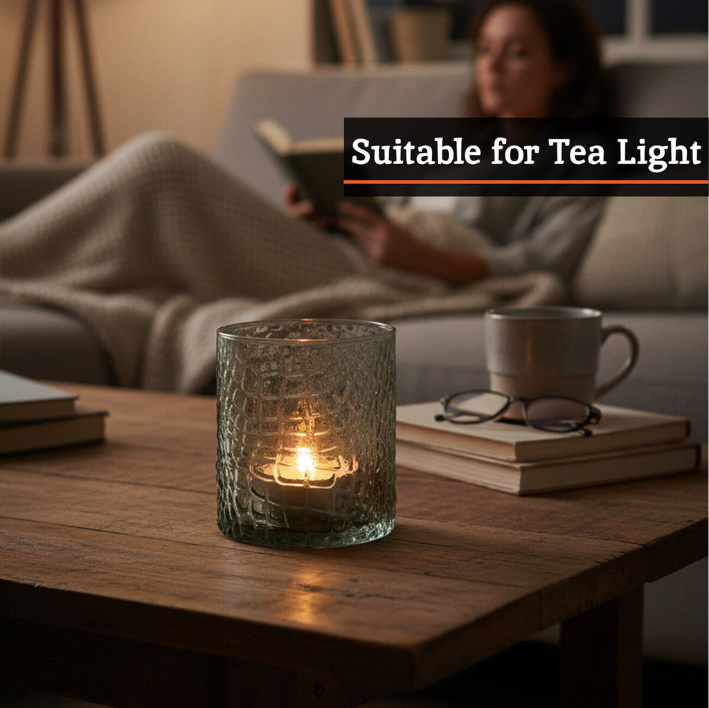 Orsina Daintree Smoked Glass Tealight Holder – Grey Gradient Finish