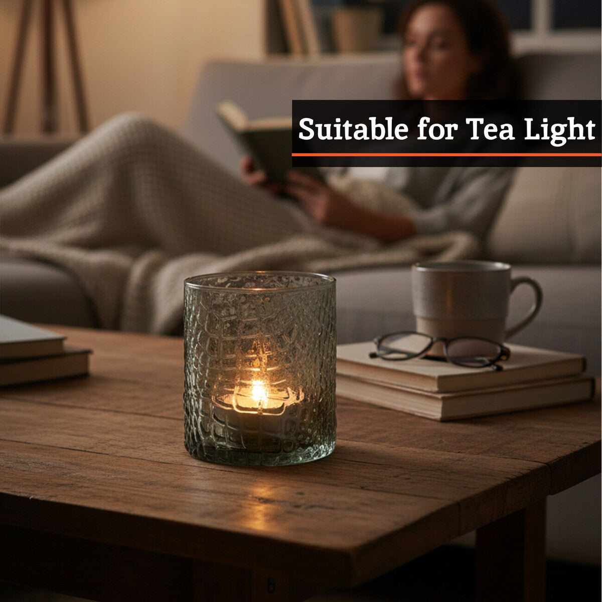 Orsina Daintree Smoked Glass Tealight Holder – Grey Gradient Finish