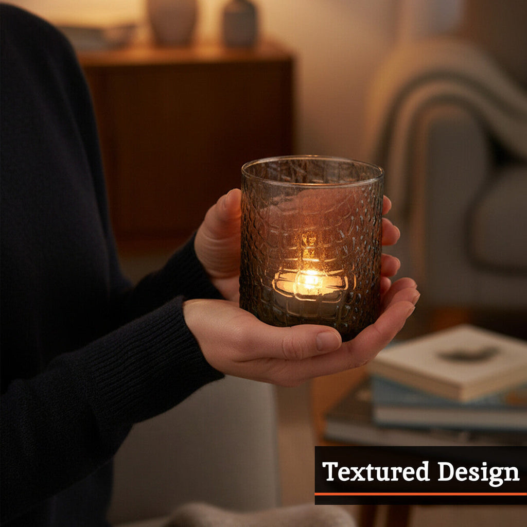 Orsina Daintree Smoked Glass Tealight Holder – Grey Gradient Finish