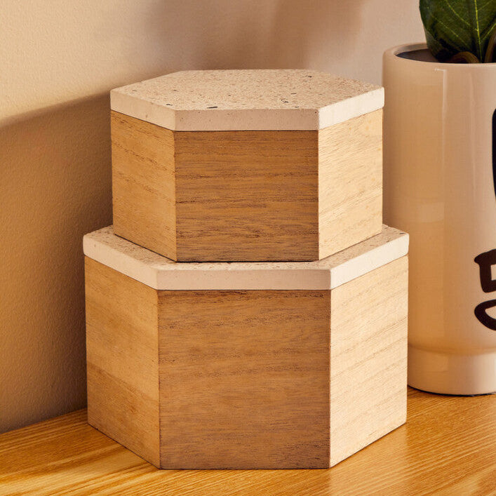 Orsina Mimo Large Terrazzo Lid Trinket Box – Hexagonal Jewelry Storage