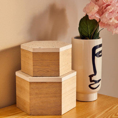 Orsina Mimo Large Terrazzo Lid Trinket Box – Hexagonal Jewelry Storage