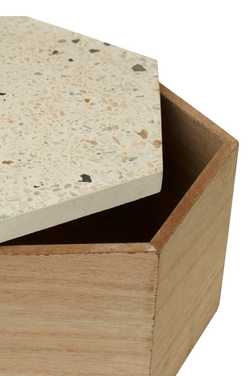 Orsina Mimo Large Terrazzo Lid Trinket Box – Hexagonal Jewelry Storage