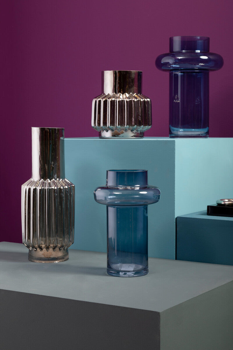 Orsina Cabrina Small Blue Glass Vase – Modern Cylindrical Decor