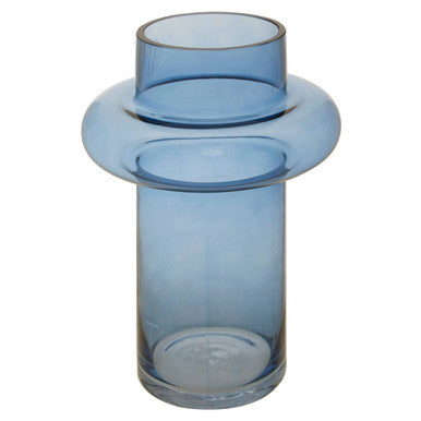 Orsina Cabrina Large Blue Glass Vase – Modern Cylindrical Decor