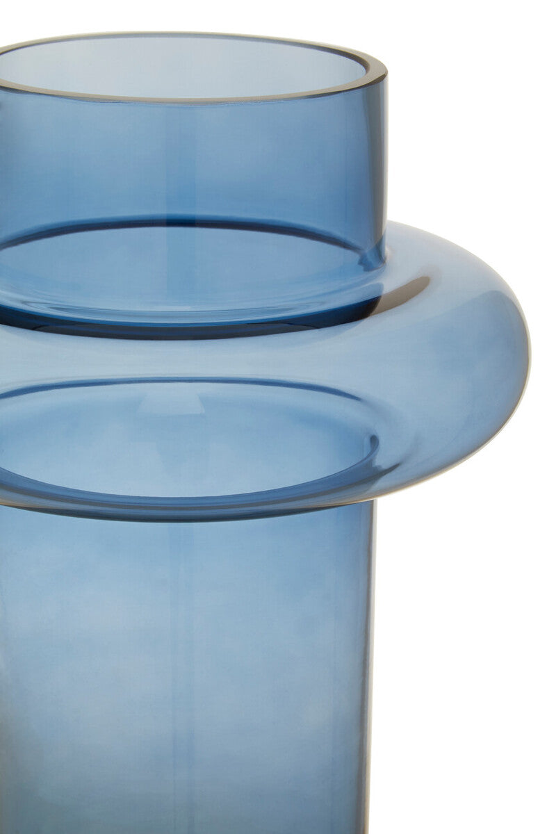Orsina Cabrina Large Blue Glass Vase – Modern Cylindrical Decor