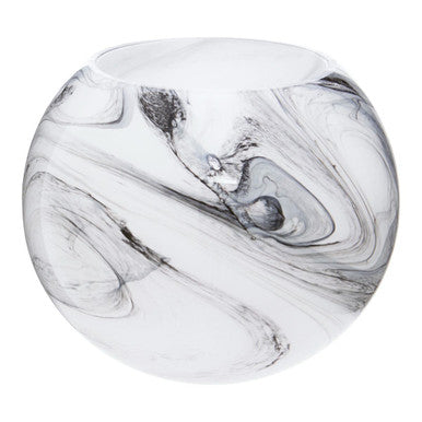 Orsina Cabell Marble Design Glass Vase – Black and White Modern Decor