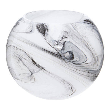 Orsina Cabell Marble Design Glass Vase – Black and White Modern Decor