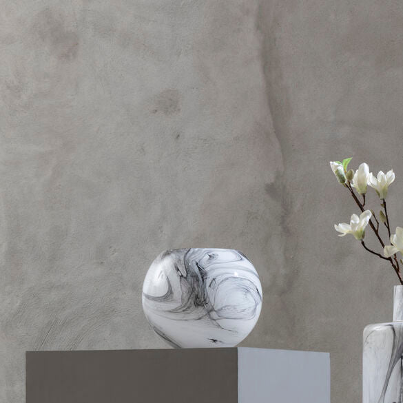 Orsina Cabell Marble Design Glass Vase – Black and White Modern Decor