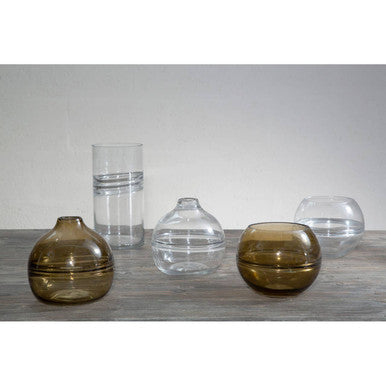Orsina Optik Clear Glass Round Vase – Modern Sculptural Table Decor