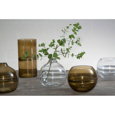 Orsina Optik Clear Glass Round Vase – Modern Sculptural Table Decor