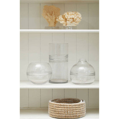 Orsina Optik Clear Glass Round Vase – Modern Sculptural Table Decor