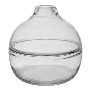 Orsina Optik Clear Glass Bottleneck Vase with Silver Ring Detail