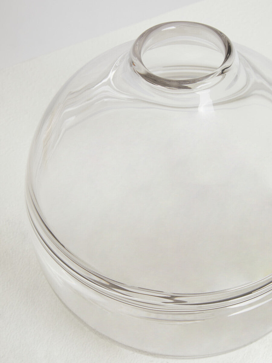 Orsina Optik Clear Glass Bottleneck Vase with Silver Ring Detail